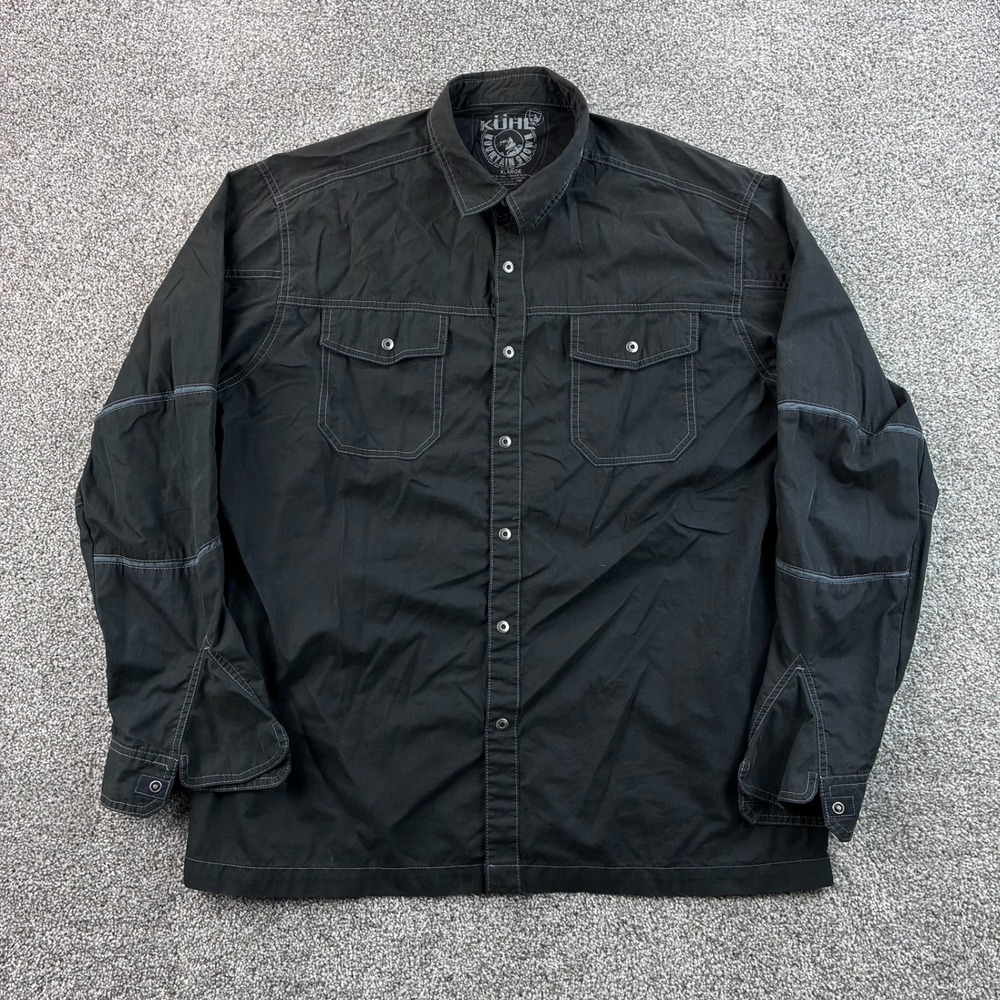 Kuhl Optimizer Shirt Men's XL Black Outdoor Performance Snap Button Up Stretch